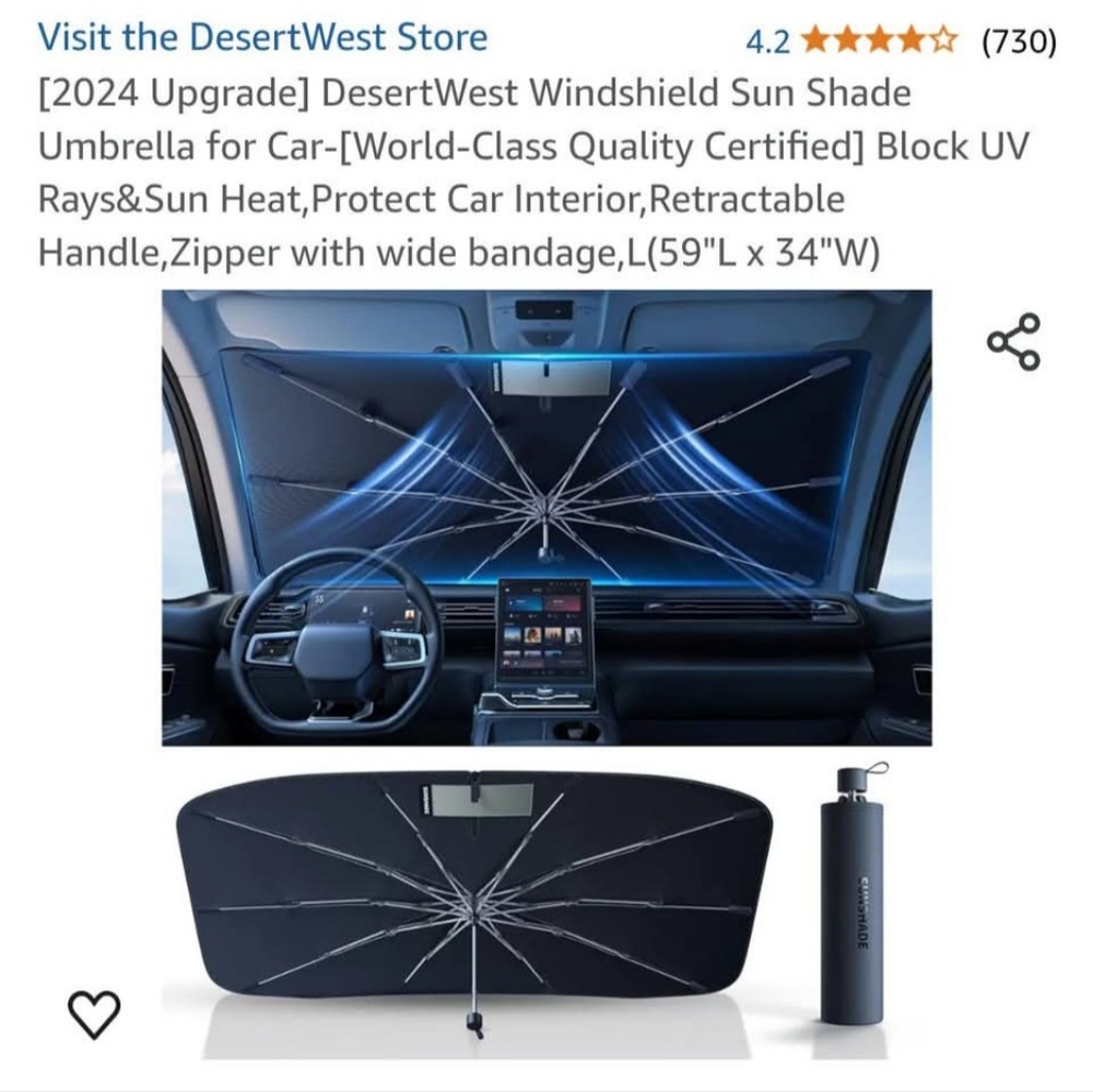 DesertWest Windshield Sun Shade Umbrella